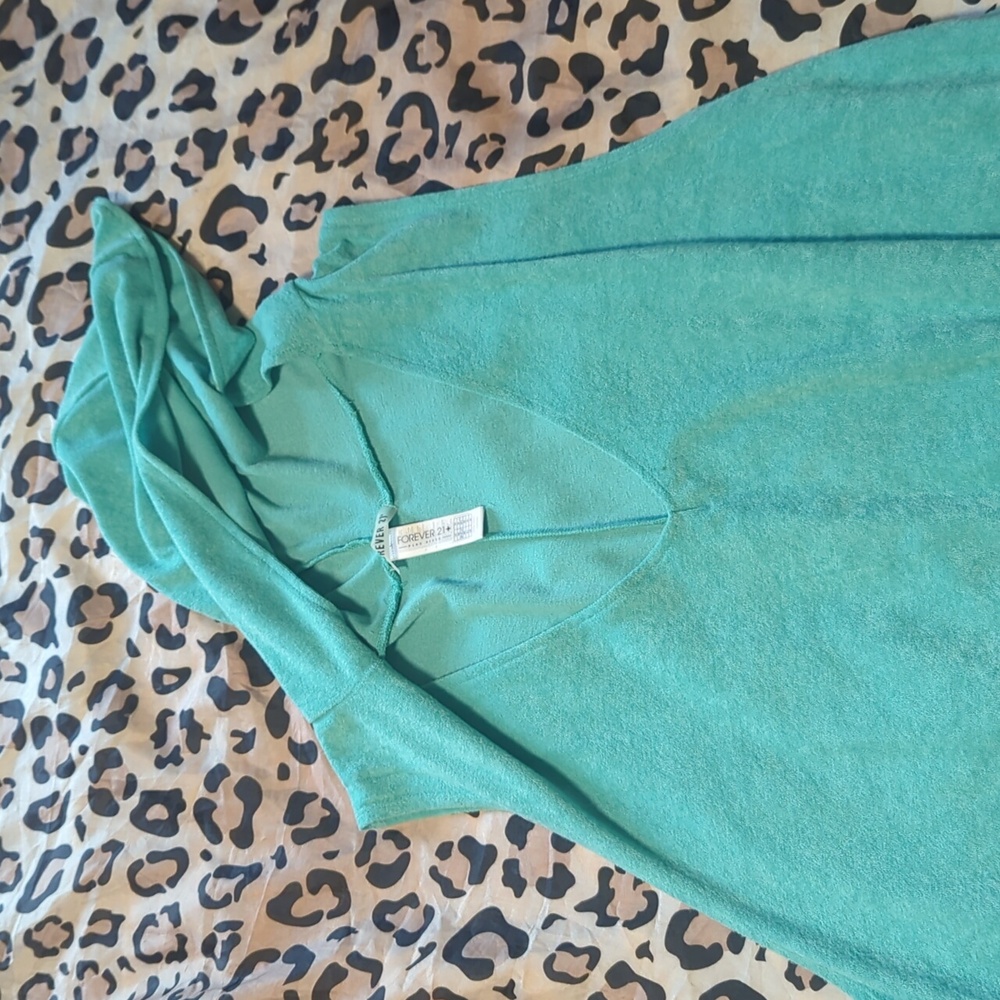 Forever 21 Plus Teal Terry Swim Cover 3x